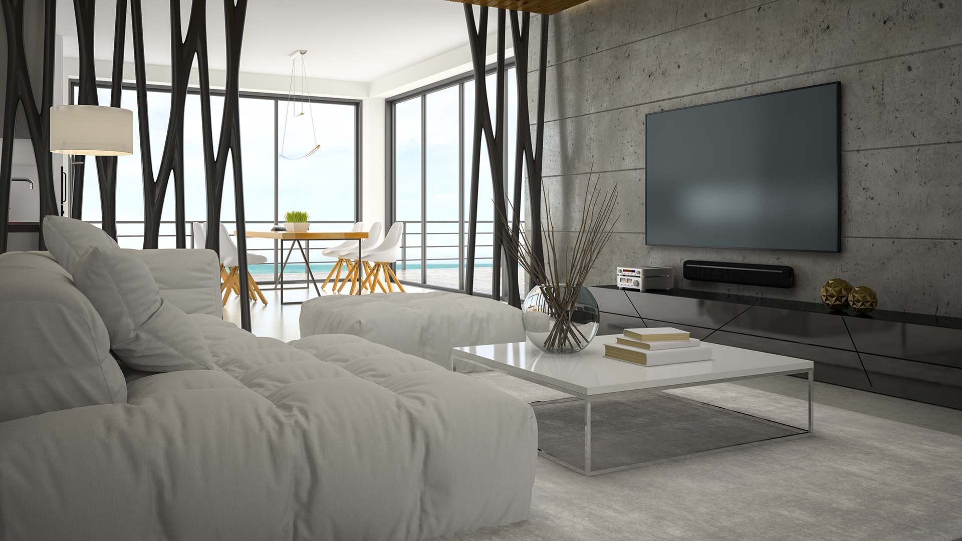 Interior of modern design room 3D rendering